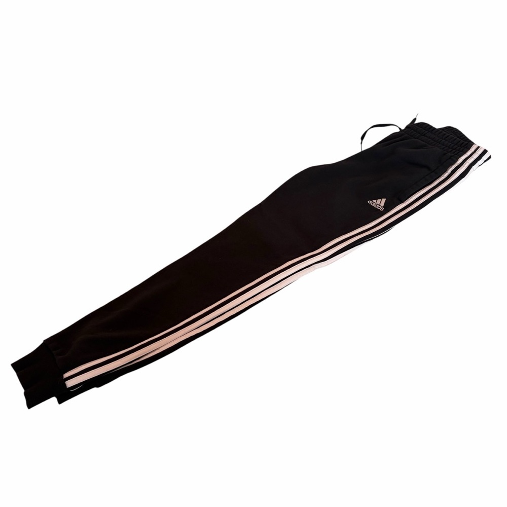 Adidas Black Fleece Jogger Pants Women’s Medium Slim Fit 3 Stripe Logo - Picture 6 of 6